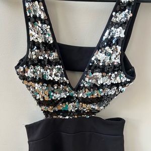Sequence top body con side waist cut dress